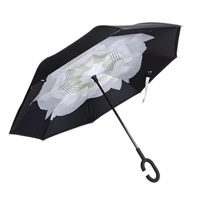 Ветрозащитный обратный складной зонтик двойной Слои перевернутый