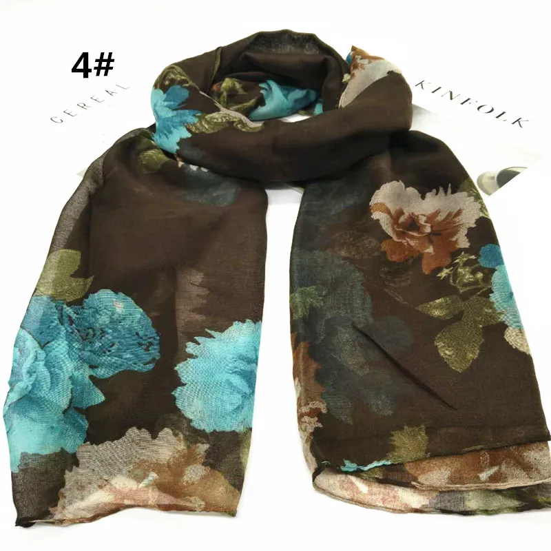 Мода voile женские шарфы и платки цветочный мусульманин хиджаб печати Довольно