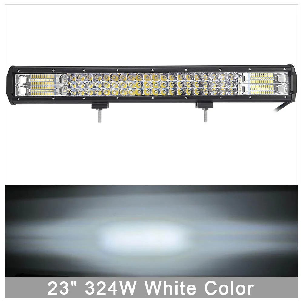 2" 26" 2" 32 дюйма 3 ряда 12 В 24 В светодиодный бар для лодочного грузовика 4WD ATV UTV SUV 4x4 внедорожный рабочий светильник комбинированный луч Янтарный светильник для вождения s - Цвет: 324W White NK
