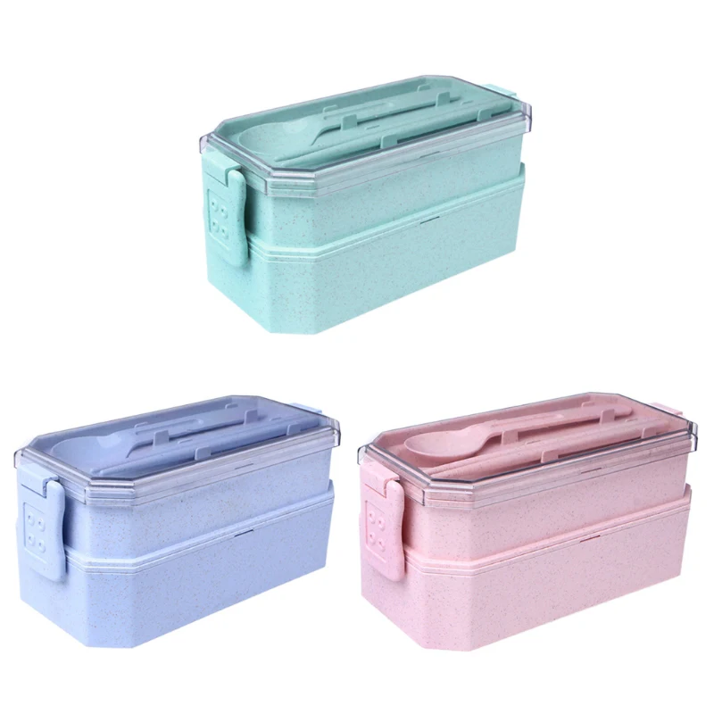 New Lunch Box For Kids Children Wheat Straw Heated Food Container Thermos Boxing Portable Kitchen Organizer Bento Box