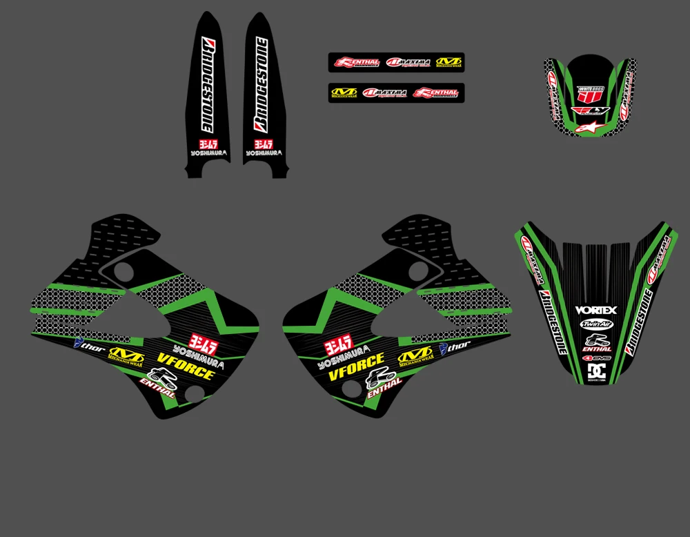 Графика и фон наклейка комплект для Kawasaki KX85 KX100 2001 02 03 04 05 06 07 2008 2009 2010 2011 2012 2013 KX 85 100