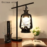 American style rustic kerosene lamp living room bedside lamp Nordic Industrial Wind iron LED desk lamp free shipping