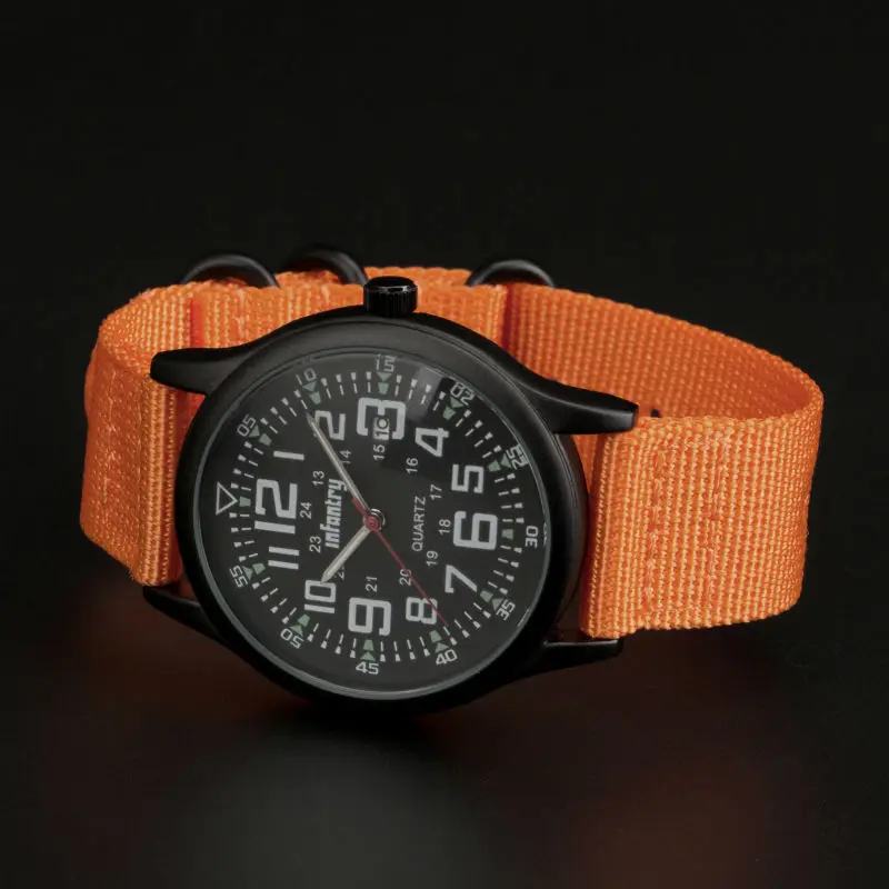 Оранжевый армейский ремешок для пехотных часов прочный нейлоновый с пряжками