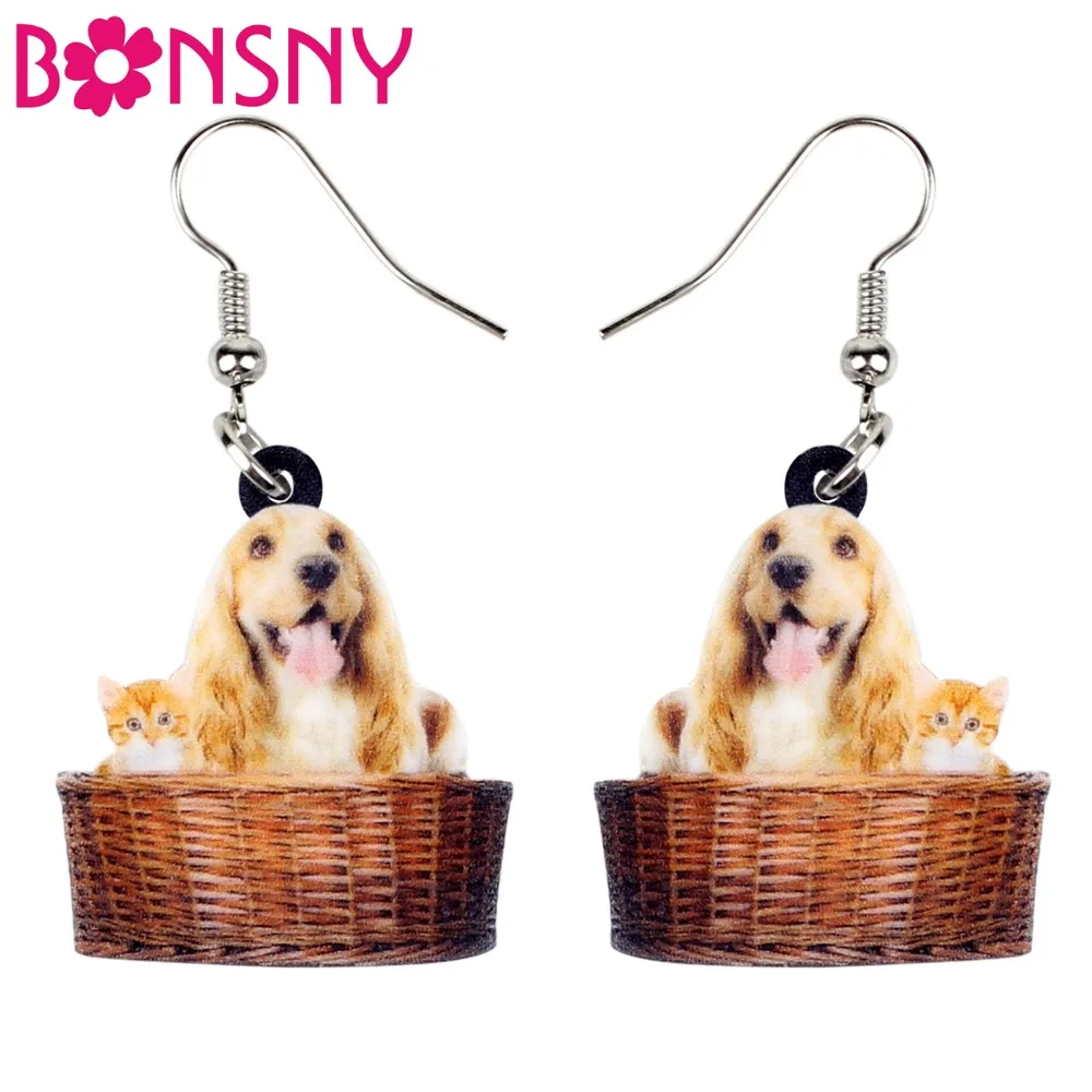 Bonsny акриловая корзинка Happy Golden Retriever для собак и кошек серьги Котенок висячая