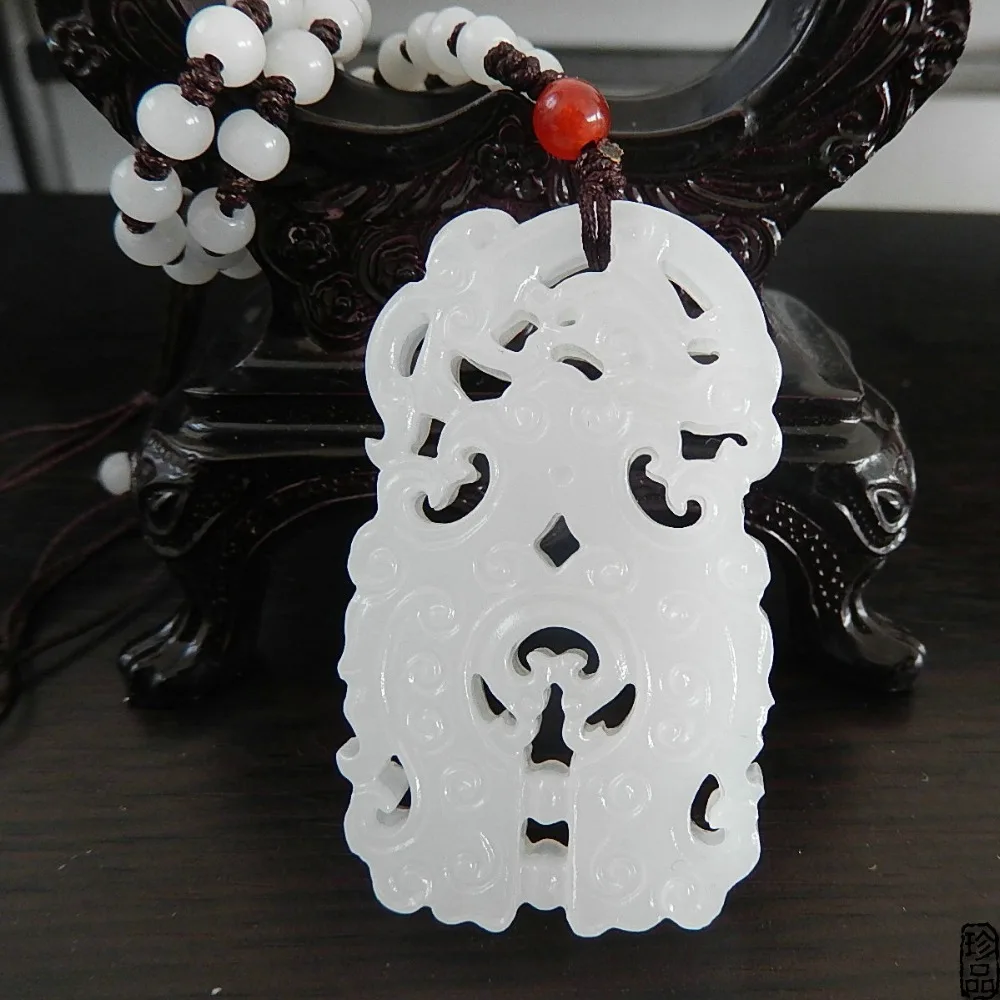 Подлинная натуральная Афганская подвеска белый камень полый дракон кулон