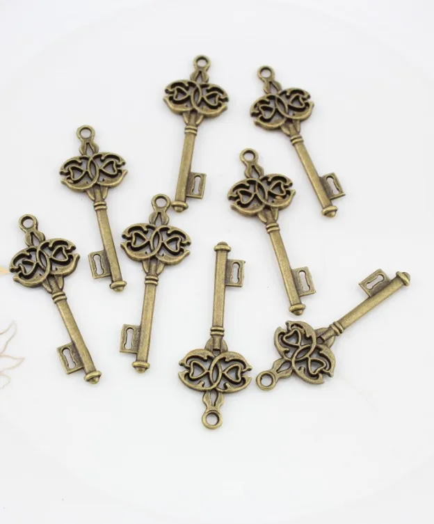 

100pcs Antiqued bronze finished zinc alloy key charm big 45mm filigree key pendant drop for diy 45X16mm AY0014