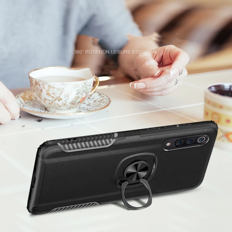 Чехол для Xiaomi Mi 9 lite металлическое кольцо силиконовая автомобильная подставка