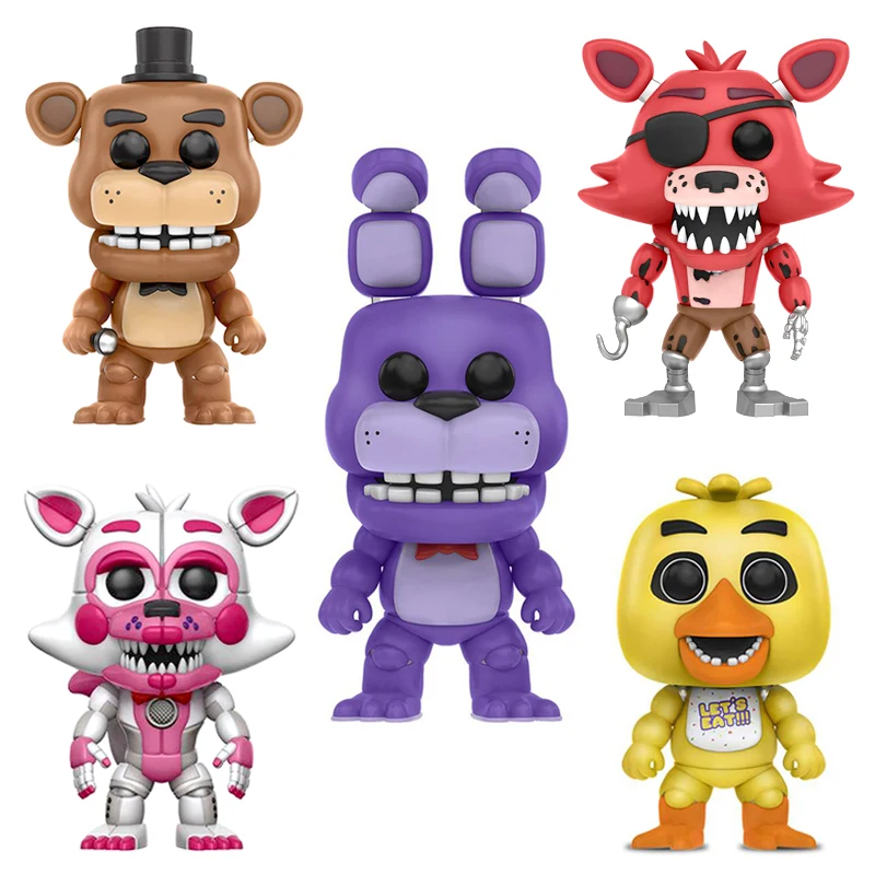 Five Nights At Freddy's» «пять ночей у Фредди» с рисунком персонажей из игры «пять ночей в Фредди» 2 шт./компл. игрушки куклы Бонни и Чика Фокси» из мультфильма для мальчика, с принтом Фредди 5 Fazbear кукол с принтом "Кошмар Медведь ПВХ фигурки