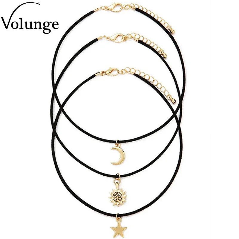 Женский 3 шт./компл. новая мода луна звезды солнце подвеска колье ожерелье для