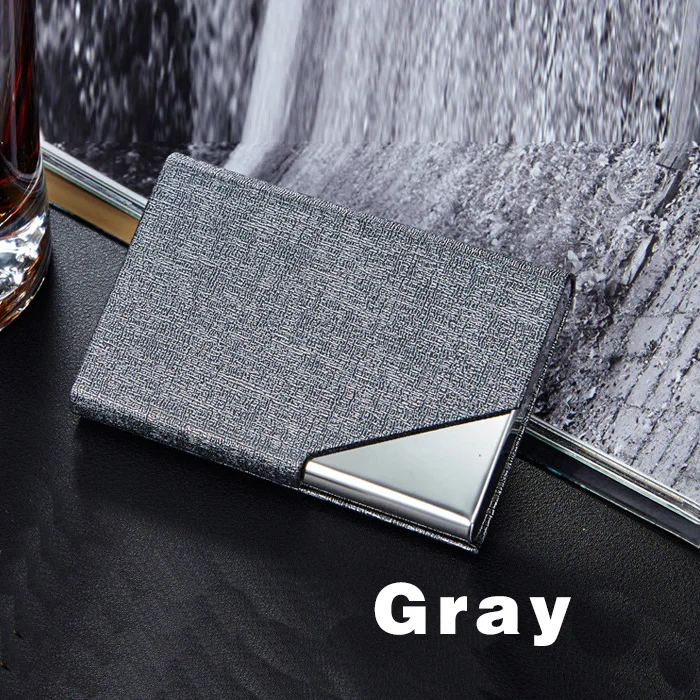 Gray1 ID держатель для карт, визитница, кошелек, чехол для кредитных карт, для женщин и мужчин, кожаный, водонепроницаемый, защита для карт, металлические кошельки - Цвет: Gray1