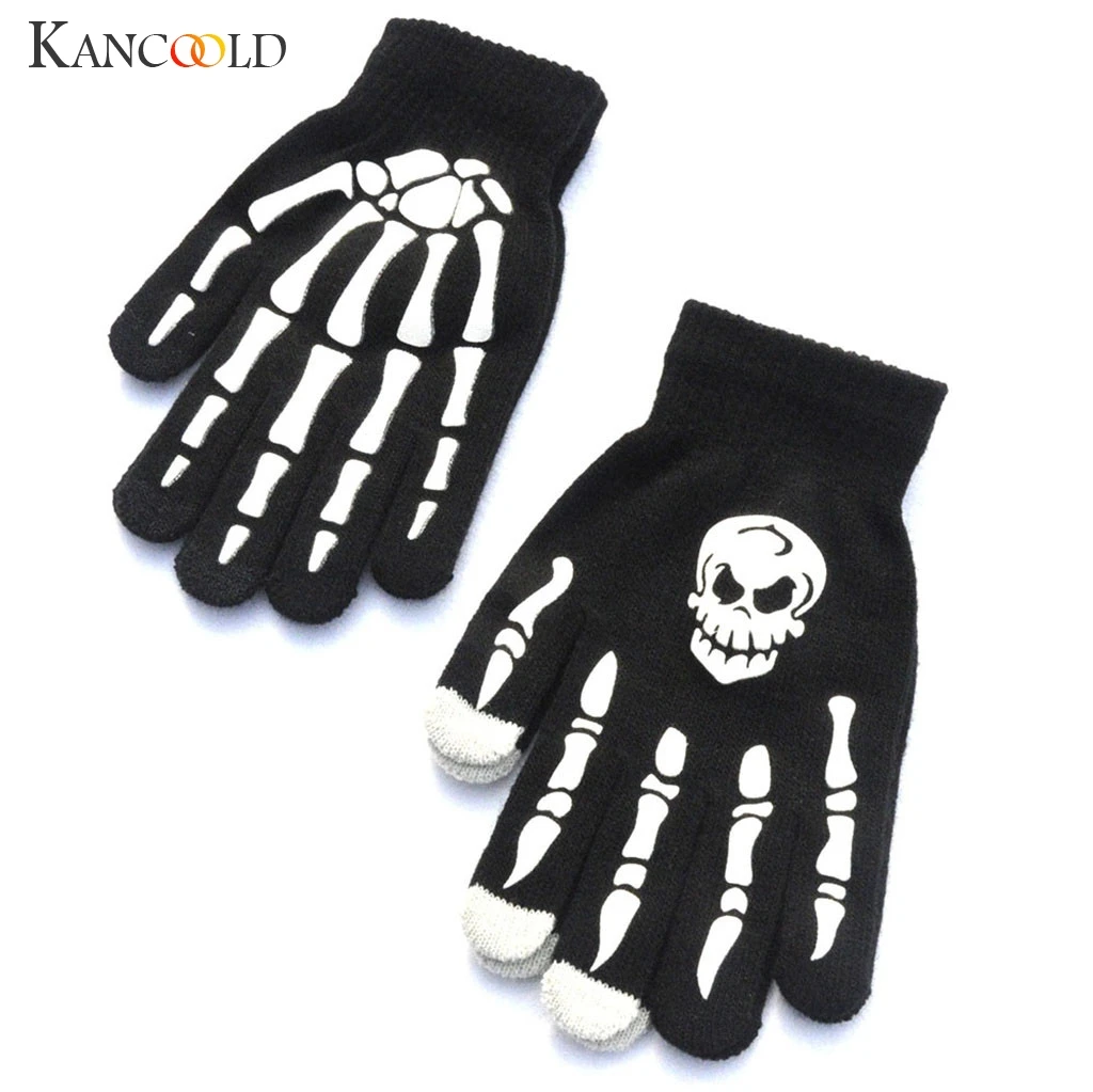 Перчатки kancoold, мужские, Череп, кость, скелет, готические, гоночные перчатки, Нескользящие, спортивные, полный палец, высокое качество, модные перчатки для мужчин 2018NOV28