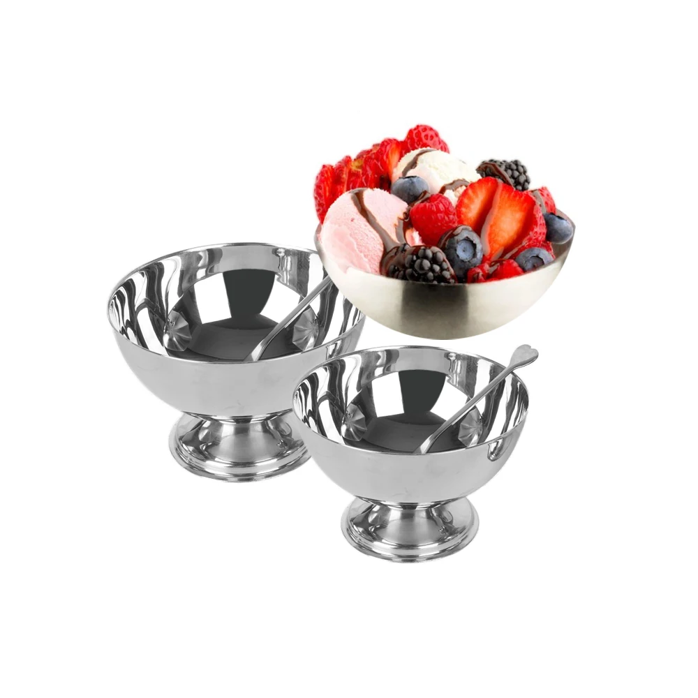 Оптовая продажа 10 шт./лот миска для мороженого из нержавеющей стали десертный