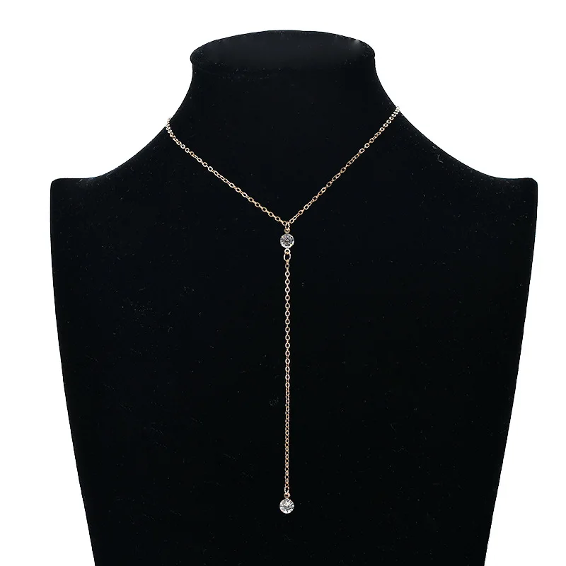 

Fashion Crystal Long Chain Pendant Necklace Women Gold Silver Collar Choker Necklace Charms Neck Jewelry