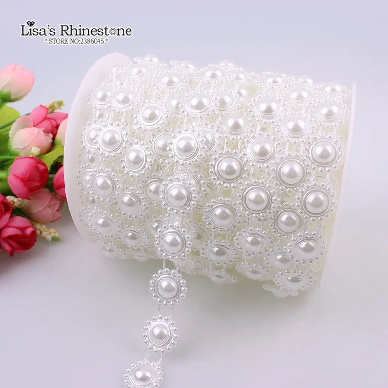 Леска из хлопка 2 ярда искусственная цвета слоновой кости с цветами от солнца