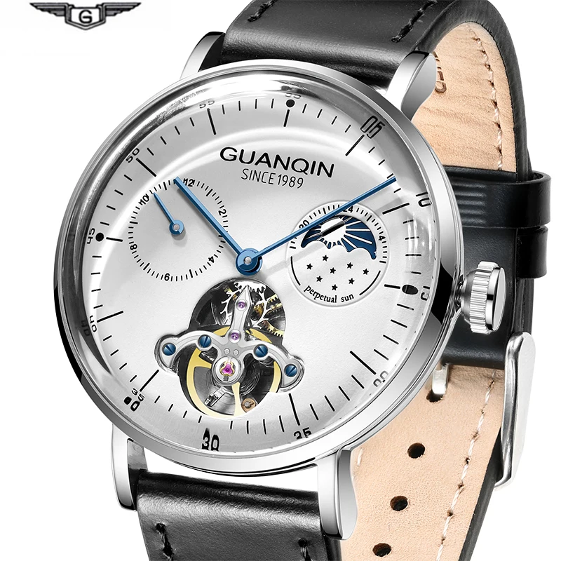 GUANQIN 2019 Механические мужские 3D часы Curver Tourbillon автоматические водонепроницаемые