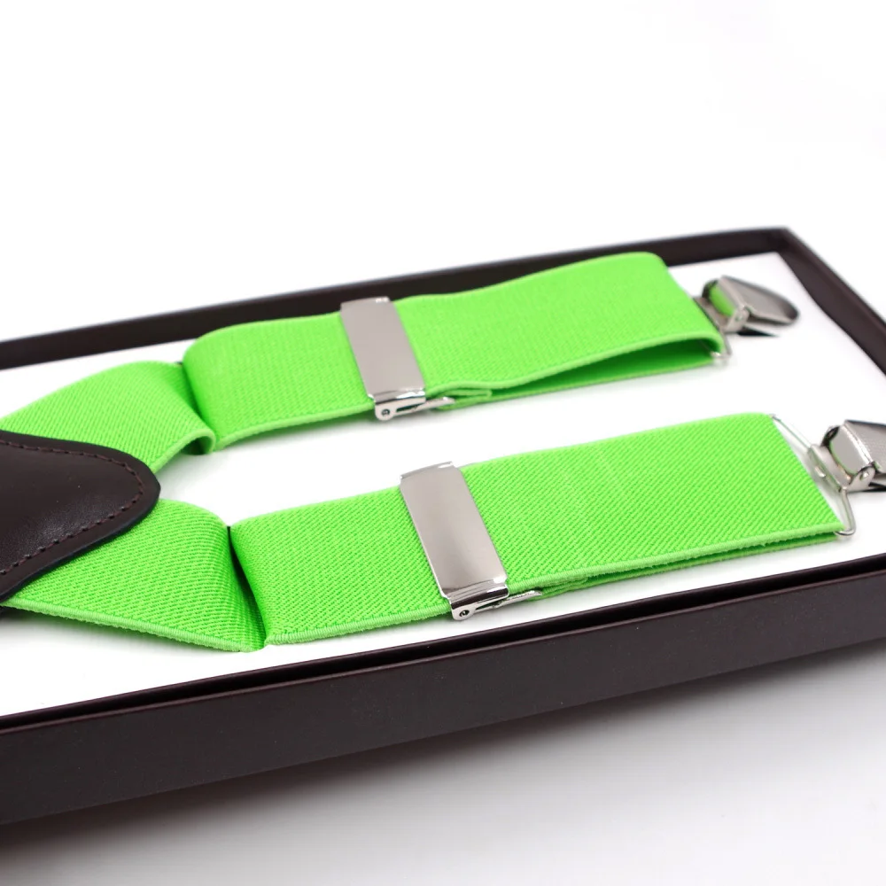 Bright Color Fashion Men's suspenders Wedding Groomsmen 4 Clips braces Elastic Y-Back Adjustable Suspenders | Аксессуары для