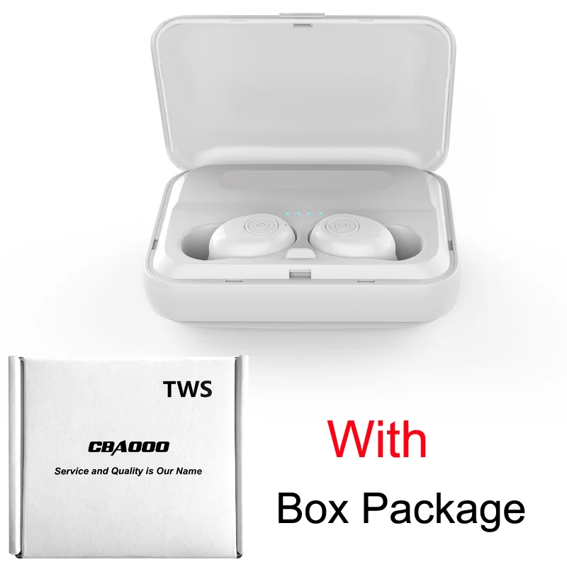 White CBAOOO TWS наушники Bluetooth 5,0 гарнитура беспроводные Bluetooth наушники стерео Бас IPX5 Водонепроницаемый с микрофоном громкой связи - Цвет: White