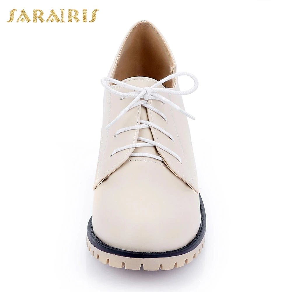 SARAIRIS/; большие размеры 34-43; модная повседневная обувь; женские туфли-лодочки для отдыха на высоком квадратном каблуке; женская обувь на шнуровке