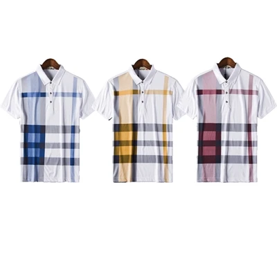 blue yellow red HAYBLST Новая мужская рубашка Поло 3 штуки клетчатая брендовая одежда с коротким рукавом дышащего размера плюс XXXL homme рубашка, Топы И Футболки - Цвет: blue yellow red
