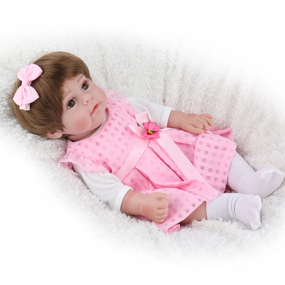 17'𧐼M Reborn Baby Girl Body Silicone супер милая розовая принцесса детские куклы Boneca DIY