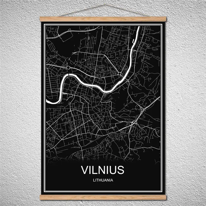 С рамкой VIENNA Modern карта городов мира Картина маслом постер холст изображение с