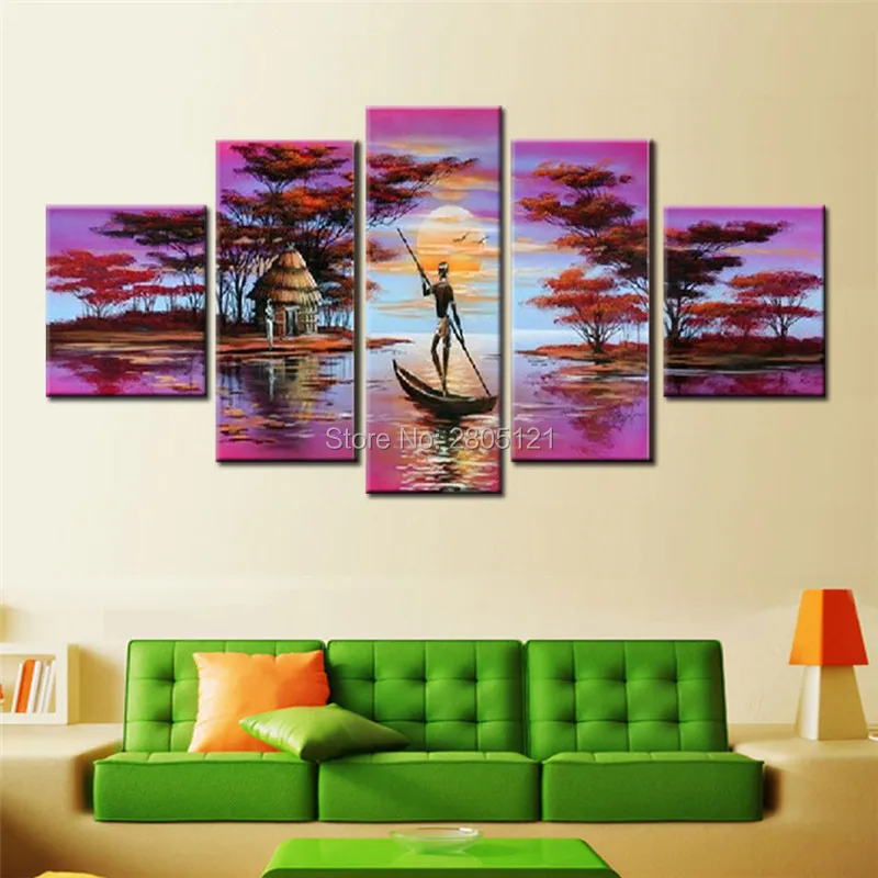 Ручная живопись фиолетовые пейзажи Африки картина маслом на холсте в виде