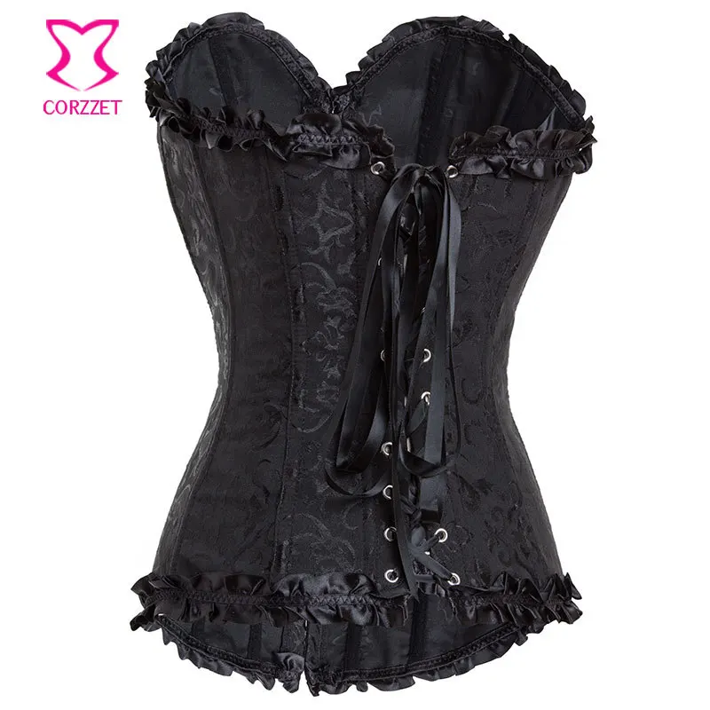 Corzzet Agent Provocateur черные жаккардовые стальные костяные Корсеты в стиле стимпанк и