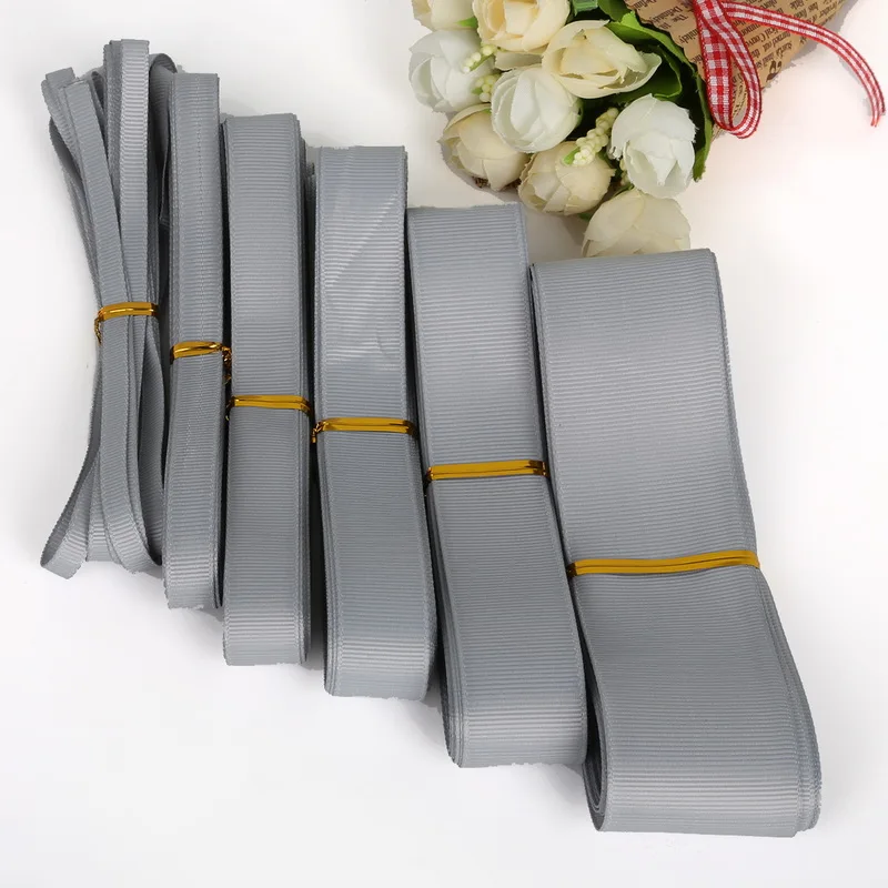 Лента для украшения свадебных торжеств серая 7 38 мм 5 ярдов|grosgrain ribbon|ribbon greyribbon ribbon