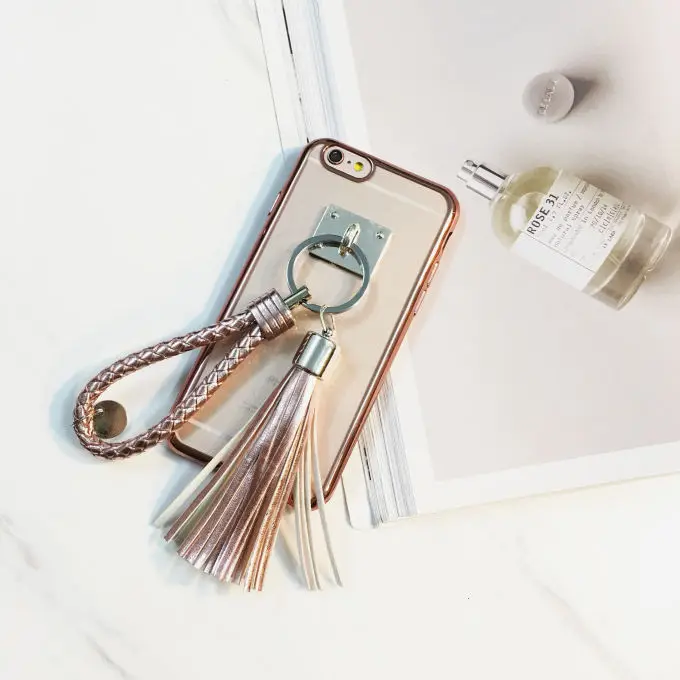 Симпатичный вязаный кожаный брелок для ключей с кисточкой металлическая пряжка