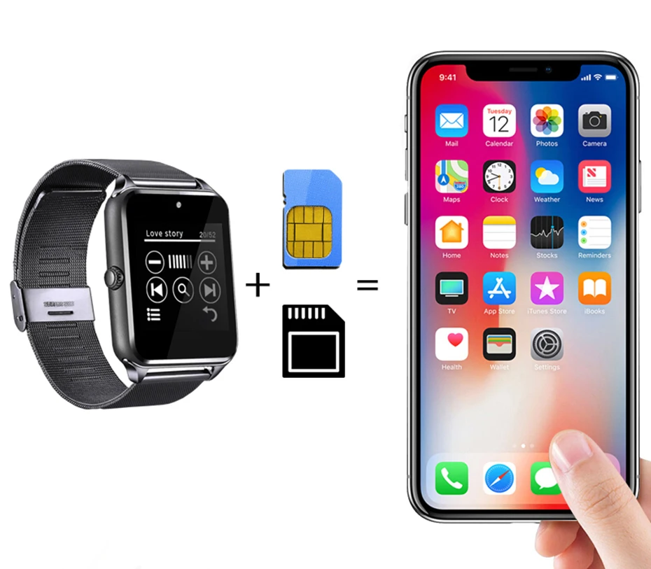 Полностью сенсорные Смарт-часы с металлическим ремешком, Bluetooth, наручные Смарт-часы, поддержка Sim, SD карты, Android, IOS, спортивные часы с камерой, анти-потеря