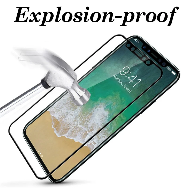 3D закаленное стекло для iPhone XR Защитная пленка экрана XS Max 8 7 6 6S Plus полное покрытие