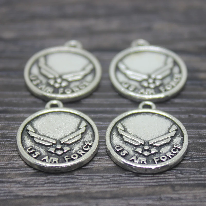 20 шт/15 мм Античная Посеребренная Двусторонняя подвеска ВВС США|silver plated charms
