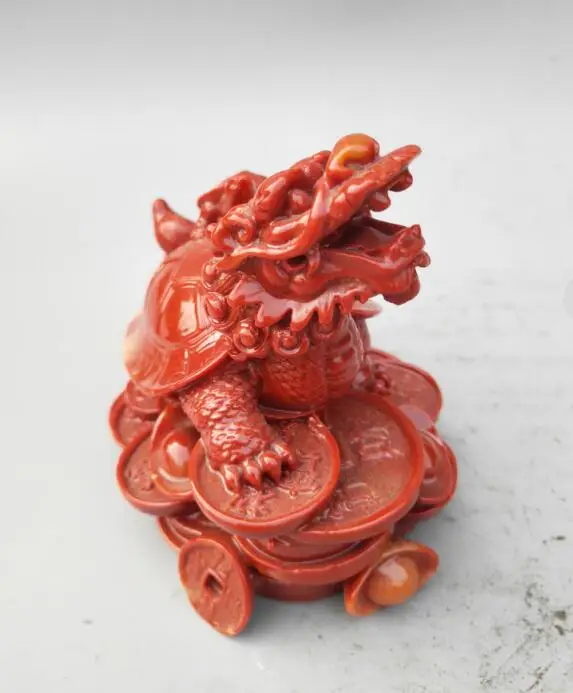 

Collectible chinese Shoushan stone the dragon turtle statue