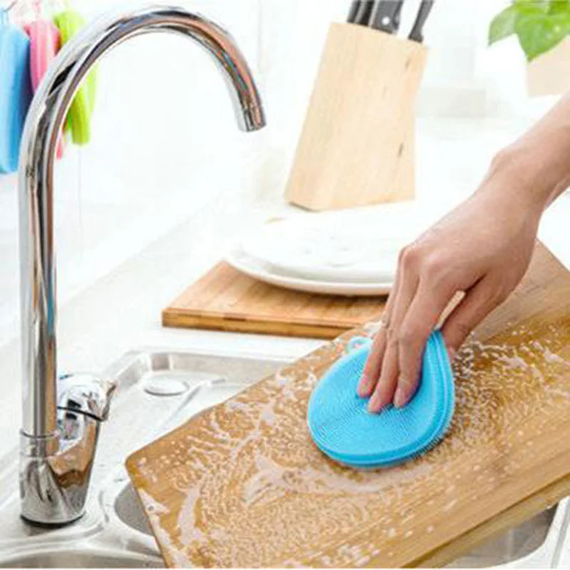 Multifunction Silicone Dish Bowl Scouring Pad Magic Wash Brushes Cleaning Washing Tool Kitchen with Suker Hook |