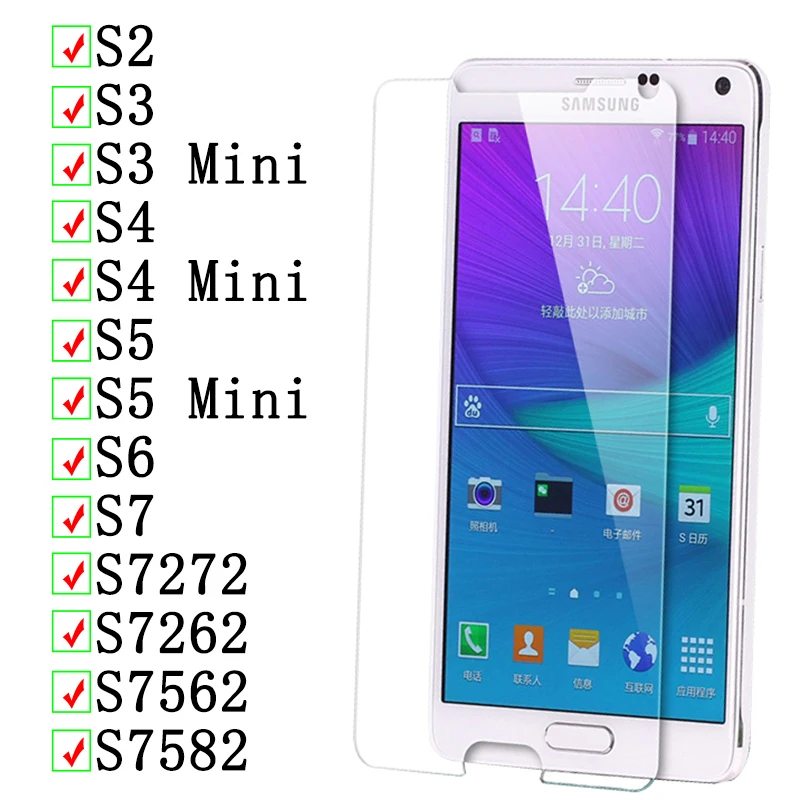 Защита экрана для samsumg s5 galaxy s6 стекло защитная s 2 3 4 5 6 7 S7272 S7262 S7562 S7582 mini стеклянная