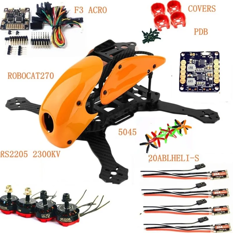 Robocat 270 мм 4 осевой карбоновый Квадрокоптер рамка F3 Контроллер полета ACRO RS2205 2300kv