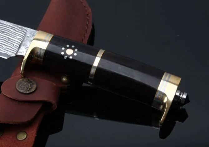 Миф коллекция Дамасские фиксированные ножи сандаловая ручка Походный нож