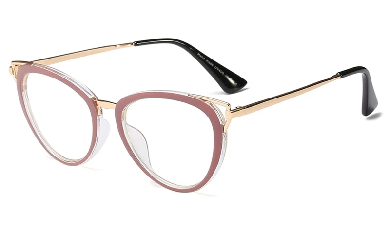 pink bean with clear Peekaboo, прозрачные линзы, модные женские очки, Ретро стиль, Золотой Металл, оптические очки, кошачий глаз, для женщин, красный леопард, подарочные элементы, аксессуары - Цвет оправы: pink bean with clear