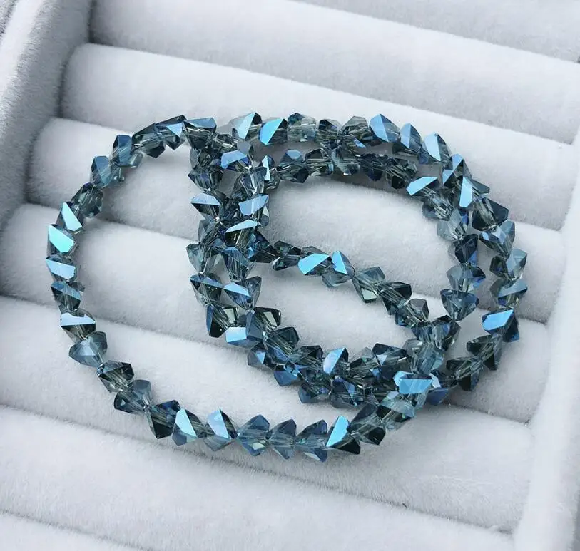 c22 metal blue ab DIY браслет из драгоценных камней 3d хрустальные бусины 2 отверстия, 145 шт./лот, 4 мм 6 мм Круглый угол тетраэдрон аксессуары для одежды ремесло - Цвет: c22 metal blue ab