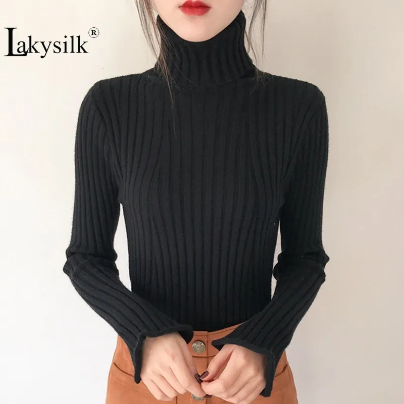 [Lakysilk] однотонные розовые женские свитера с открытыми плечами повседневные женские осенние модные топы с круглым вырезом и длинными рукавами для девочек