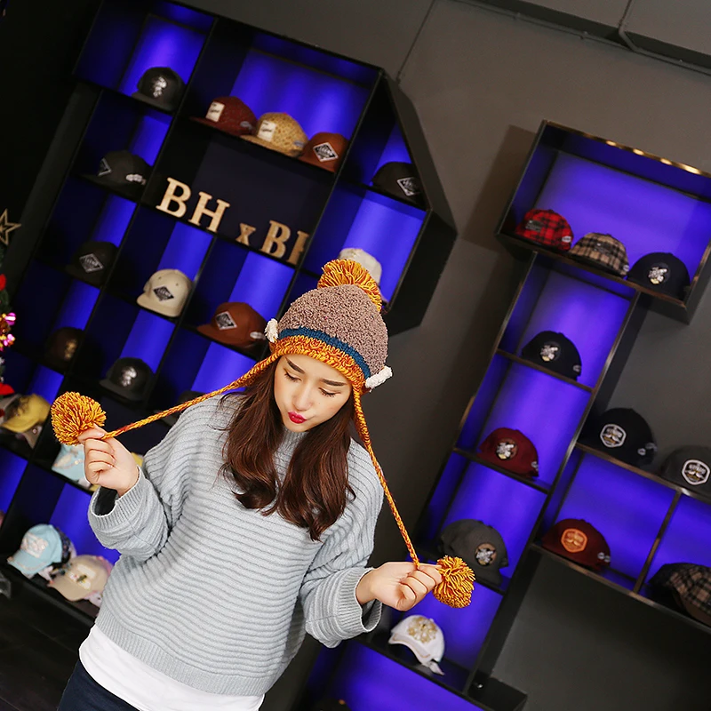 2016 Новая Мода Дамы Зимний Мягкие Трикотажные Шапки Теплые Шапочки Тюрбан Женщины