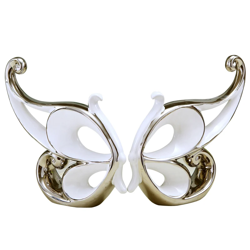 Innovative Porcelain Butterfly Figurine Ceramic Wings Statue Lovers Gift Craft Ornament for Valentine's Day and Wedding Decor |