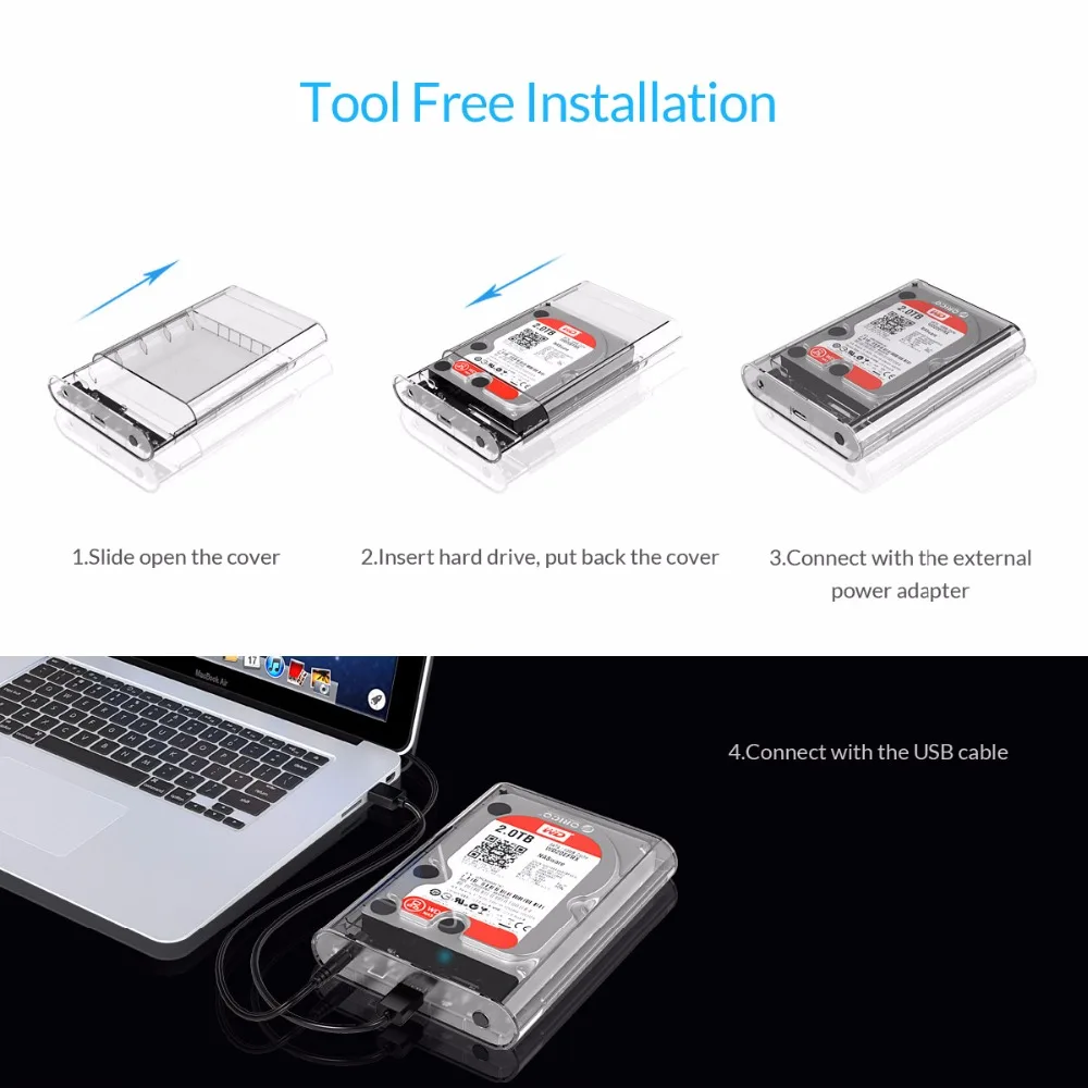 ORICO 3139U3 3 5 дюйма Прозрачный адаптар для жестких дисков USB 0 Гбит SATA3.0 Поддержка UASP 8