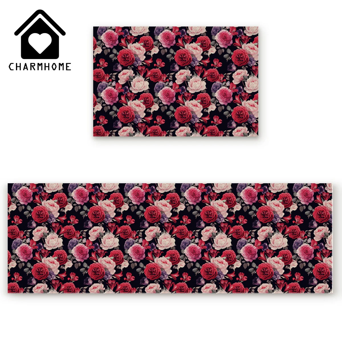 CHARMHOME 2 шт./компл. Винтаж красная роза длинные Кухня коврик для ванной ковры