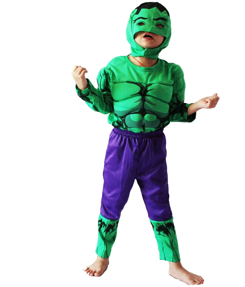 

Halloween Party costumes kid's The Hulk(comics) muscle model clothing,kid Role-playing clothing,Long-sleeved T-shirt size:5#-13#