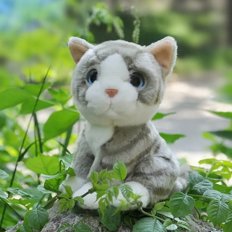 18 см Моделирование диких животных плюшевые игрушки Kawaii тигр, лев, леопард плюшевые куклы лучший енот Ежик мягкие игрушки для детей - Цвет: Grey Stripe Cat