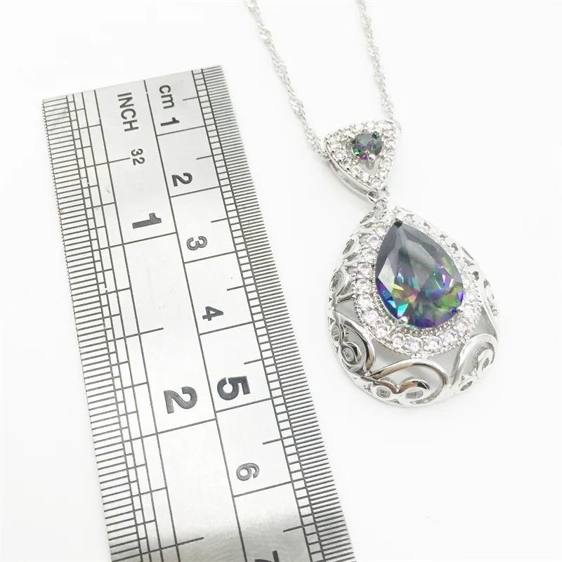 Очаровательное Открытое сердце 925 пробы Радужный ювелирный набор