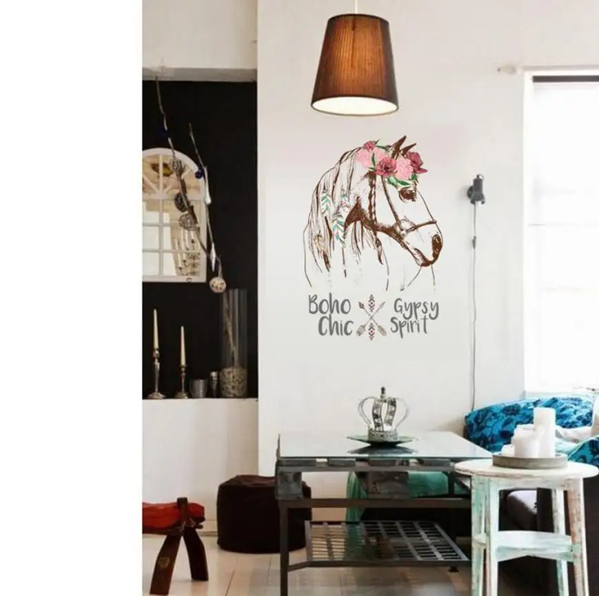 Наклейки на стену в виде головы лошади наклейки для детской комнаты домашний