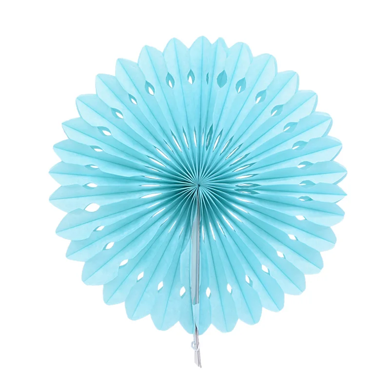 Light blue 5 шт. 8 ''-12'' веера из папиросной бумаги для вечерние украшения DIY Висячие свадебные бумажные цветы для детского дня рождения - Цвет: Light blue