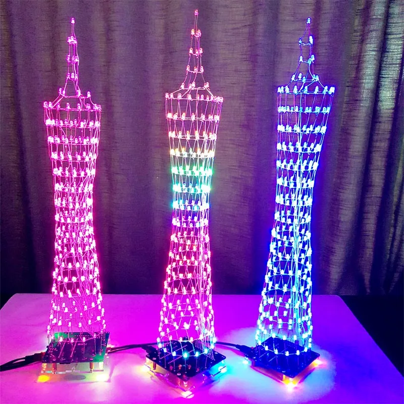 LEORY 16x16 268 LED DIY 3D Light Cube Kit музыкальный спектр Diy Электронный комплект с пультом - Фото №1
